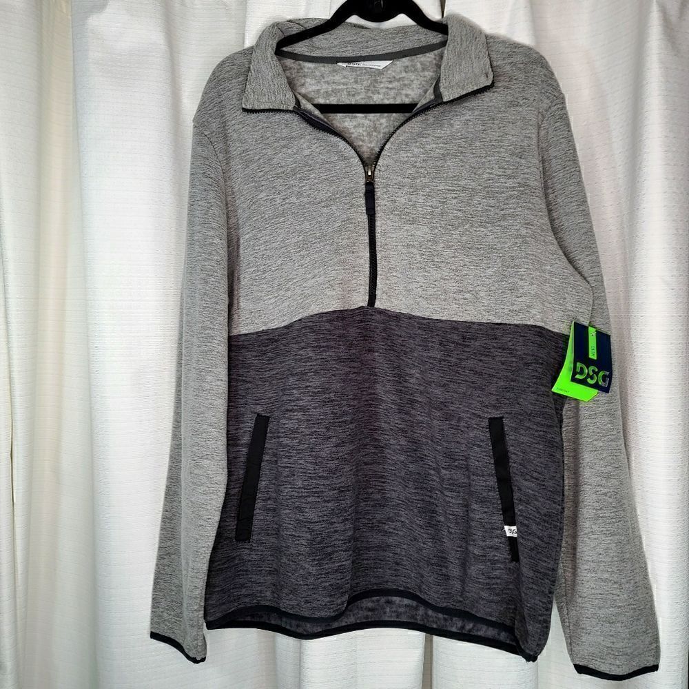 NWT LARGE MENS 1/2 ZIP FLEECE PULLOVER POCKETS